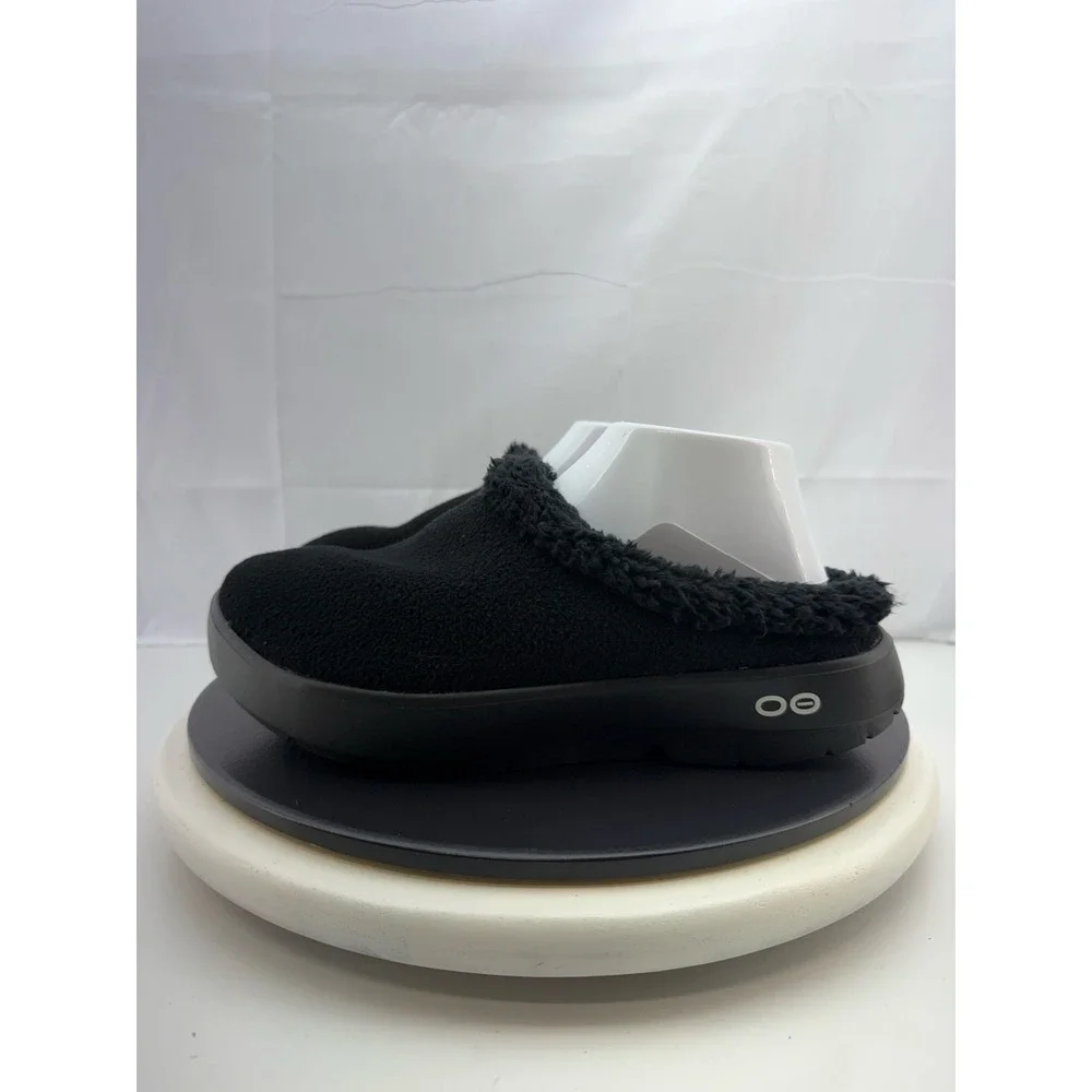 Oofos Oocoozie Mule Mens‎ Size 12 Black Sherpa Comfort Recovery Slip On Shoes